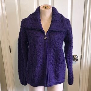 Aran Women's Purple Cable Knit Sweater